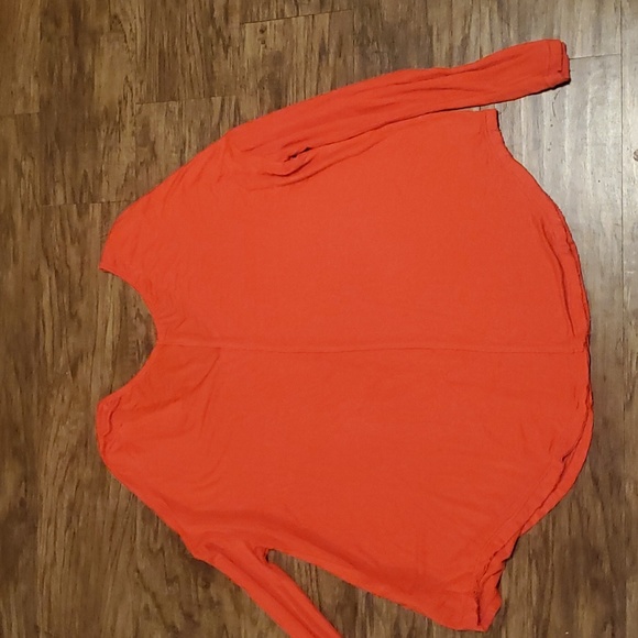 Free People orange long sleeve v neck flowy oversized tunic Sz m - Picture 7 of 11